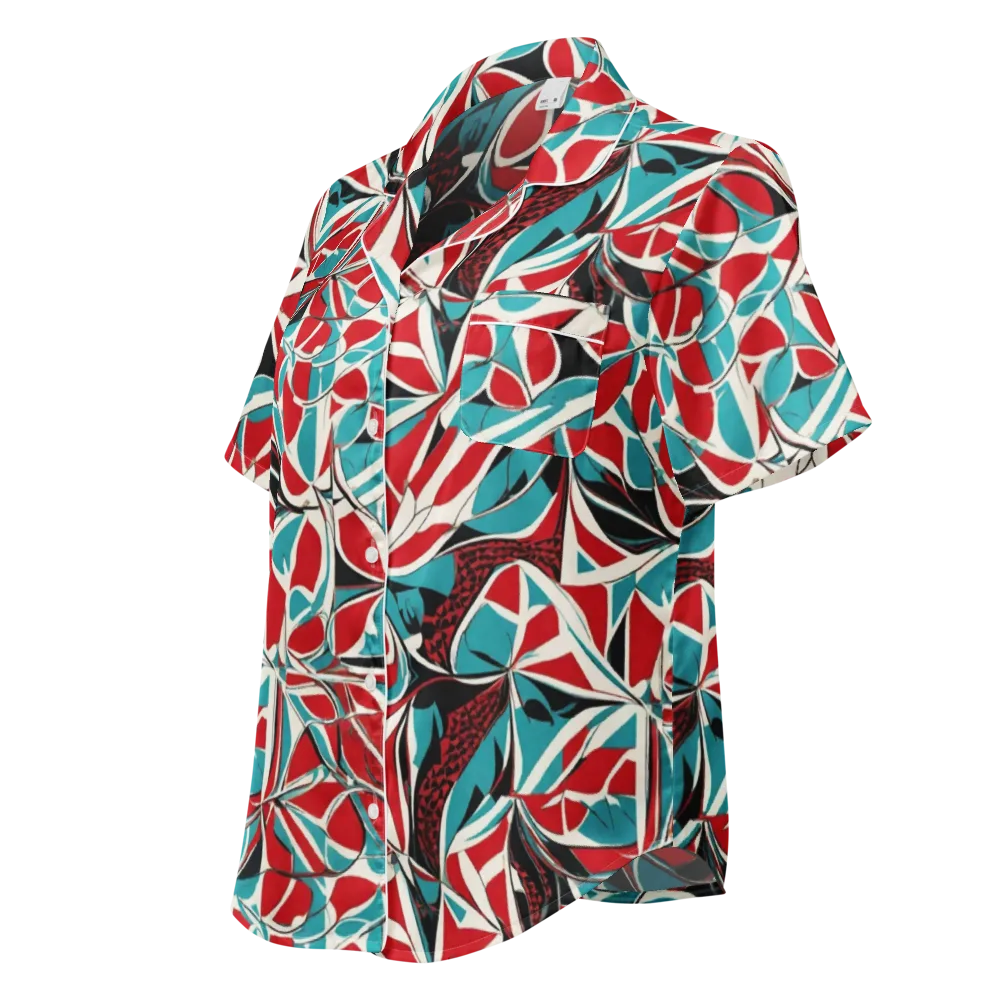 Crimson Tidal on Women's Short Sleeve Pajama Top — Left Front