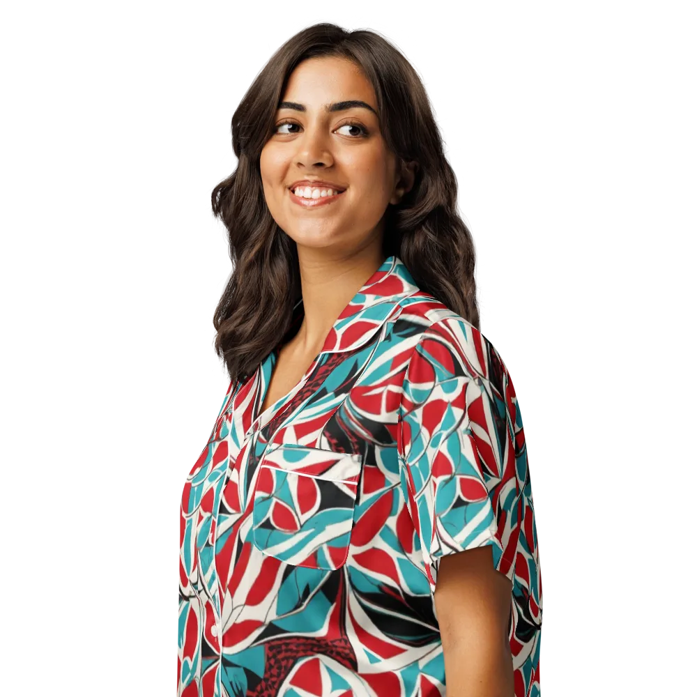 Crimson Tidal on Women's Short Sleeve Pajama Top — Left Front