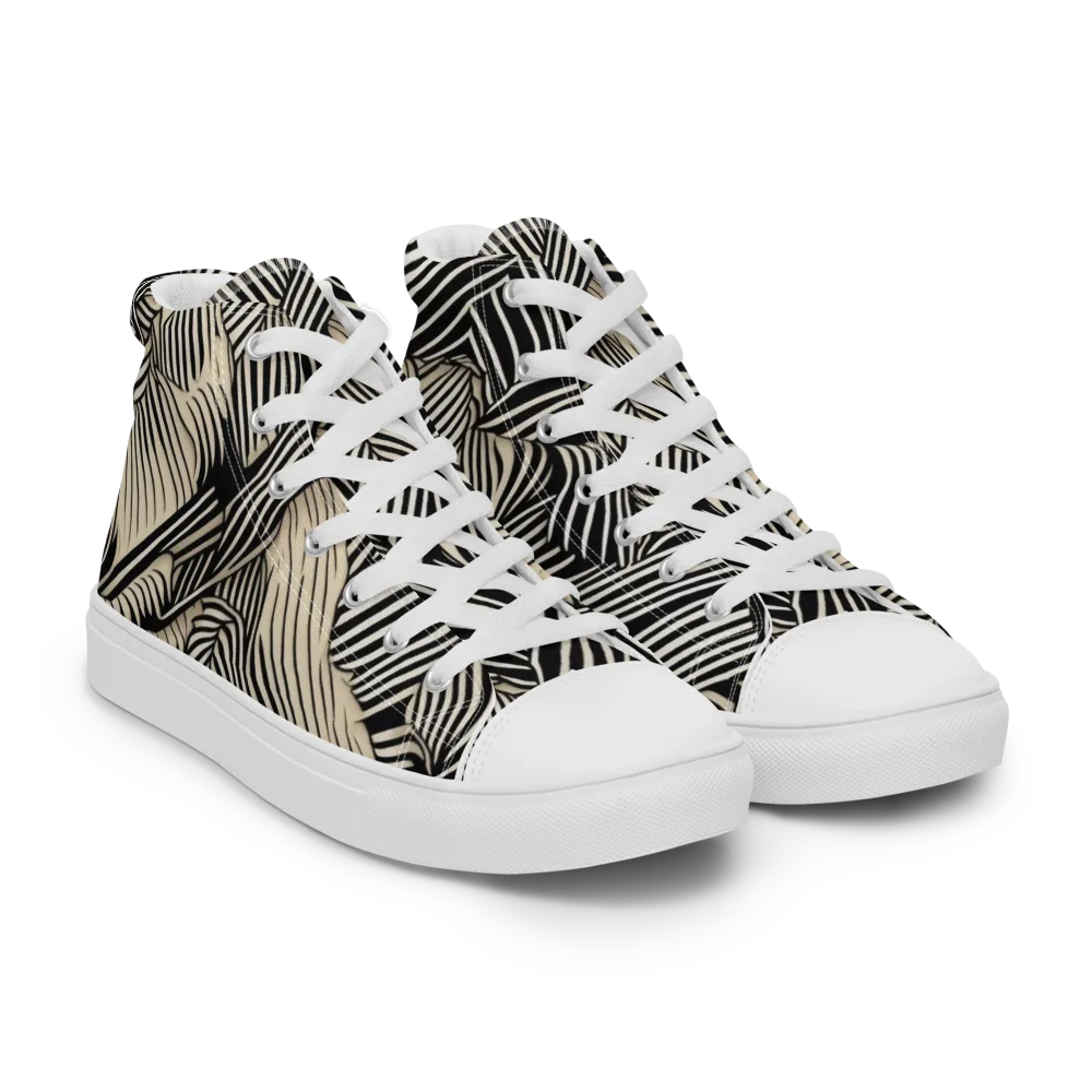 Inkleaf Rhythm on Men's High Top Canvas Shoes — Right Front