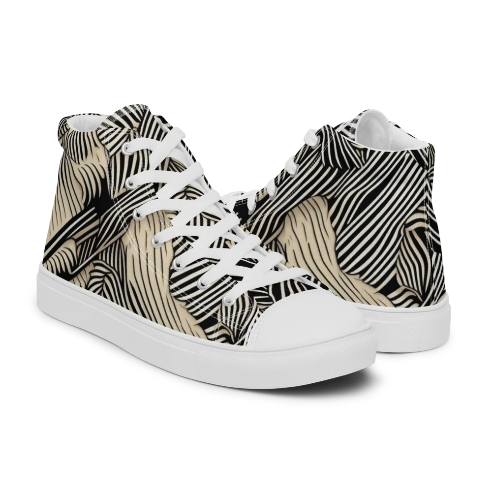 Inkleaf Rhythm on Men's High Top Canvas Shoes — Right