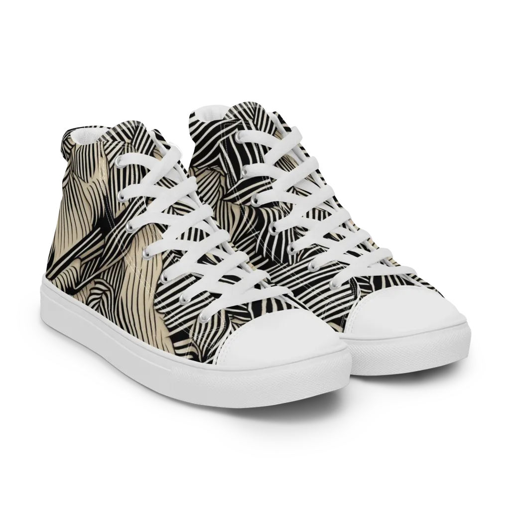 Inkleaf Rhythm on Women's High Top Canvas Shoes — Right Front