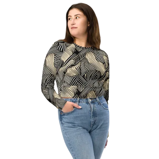 Inkleaf Rhythm on a Long Sleeve Crop Top