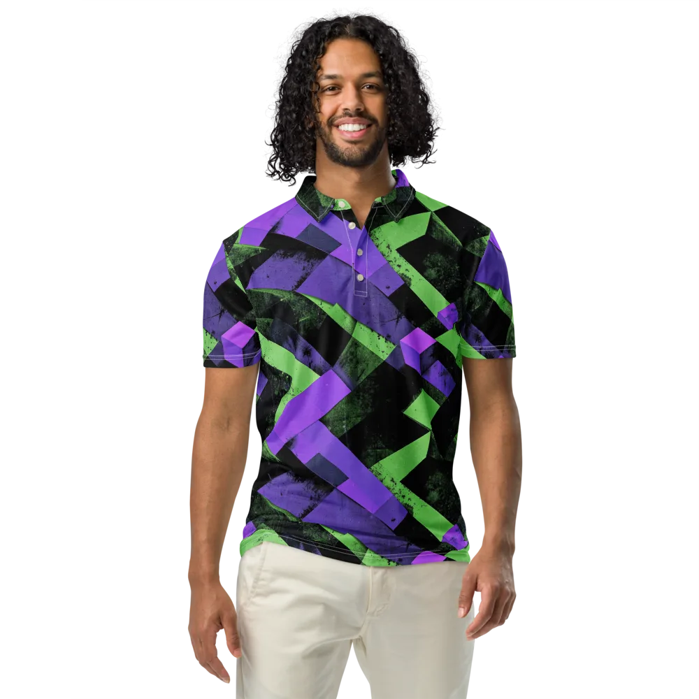 Electric Overlap on Men's Slim Fit Polo Shirt — Front