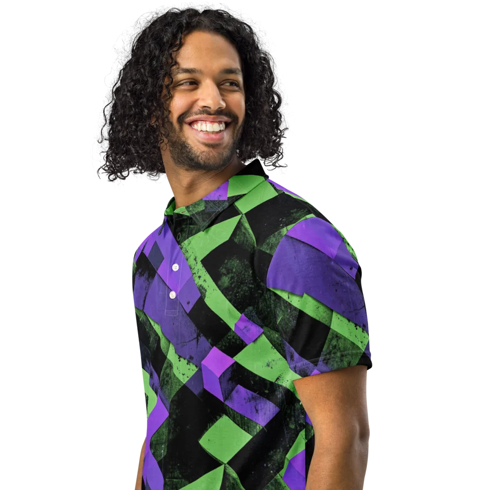 Electric Overlap on Men's Slim Fit Polo Shirt — Left Front