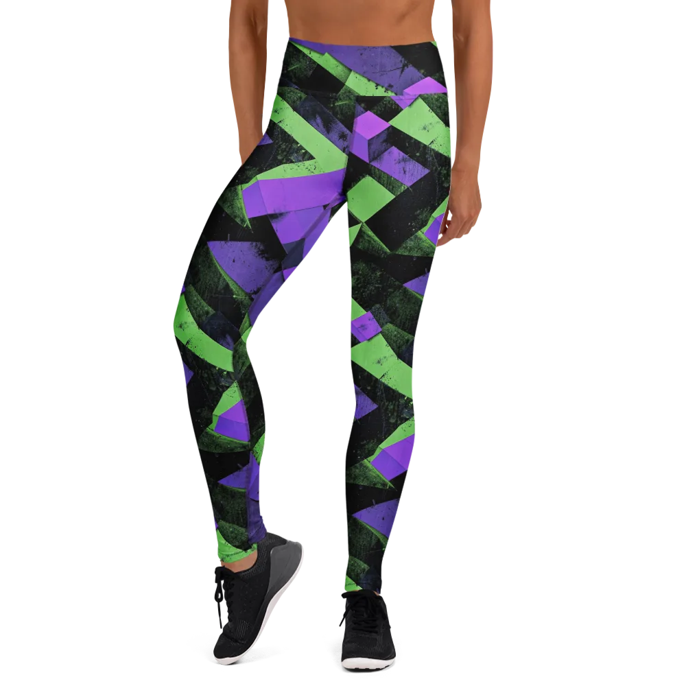 Electric Overlap on Yoga Leggings — Front