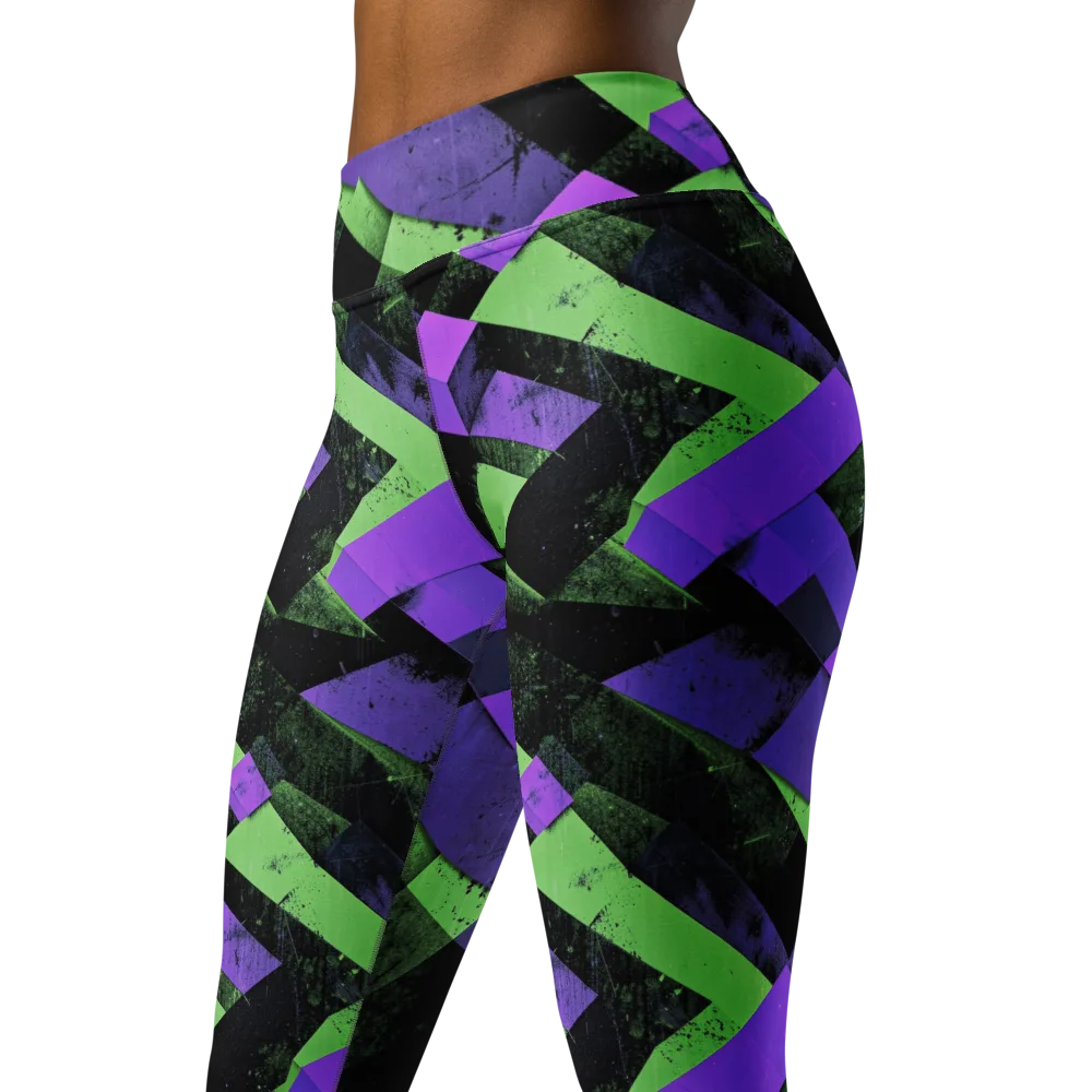 Electric Overlap on Yoga Leggings — Left Front