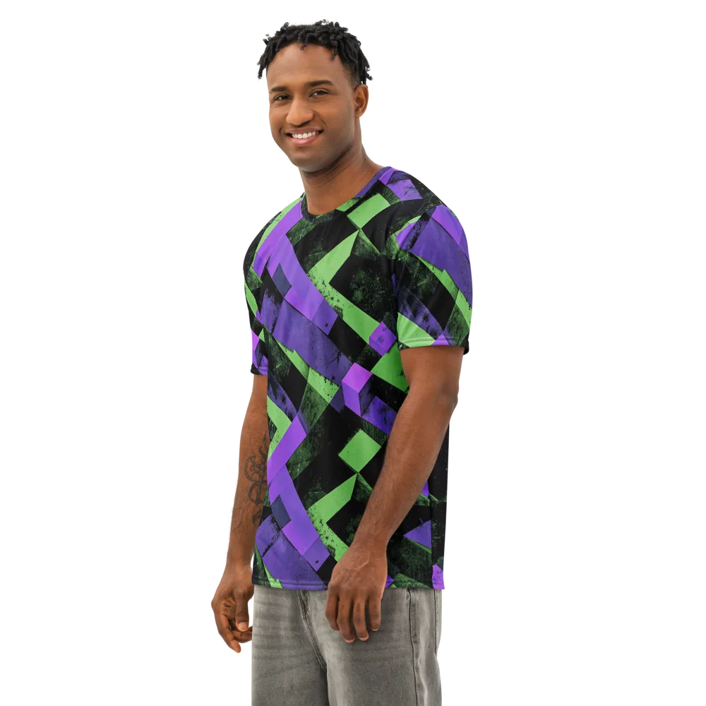 Electric Overlap on Men's Cotton Crew Neck T-Shirt — Left Front