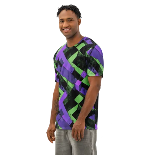 Electric Overlap on a Men's Cotton Crew Neck T-Shirt