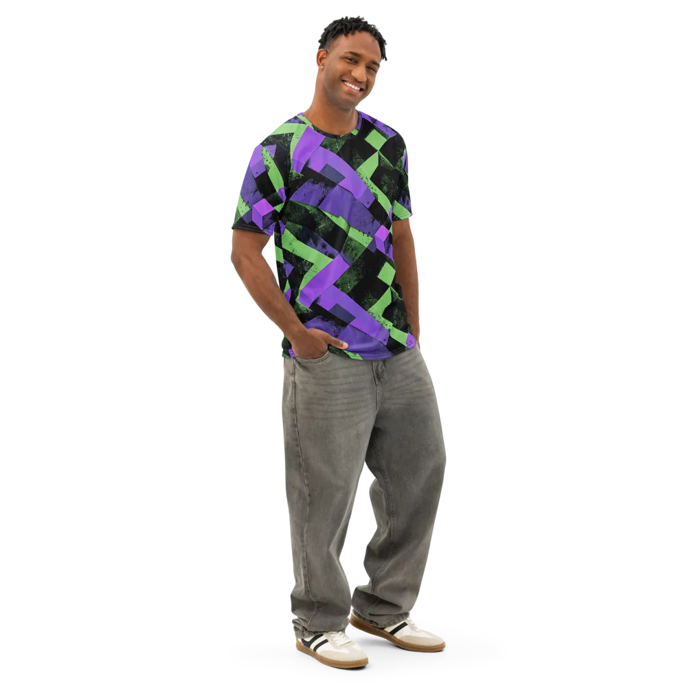 Electric Overlap on Men's Cotton Crew Neck T-Shirt — Right Front