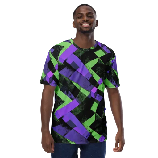 Electric Overlap on a Men's Crew Neck T-Shirt