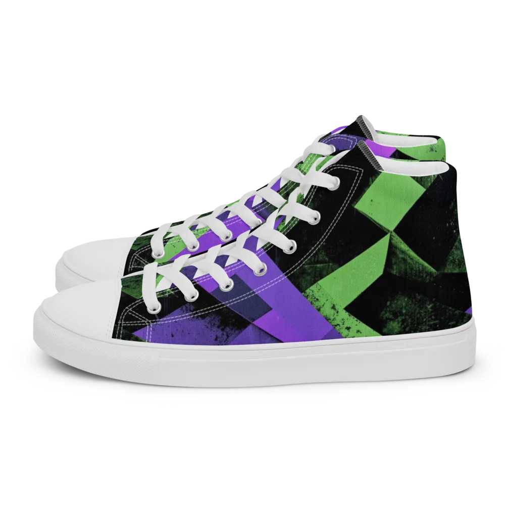 Electric Overlap on Men's High Top Canvas Shoes — Left