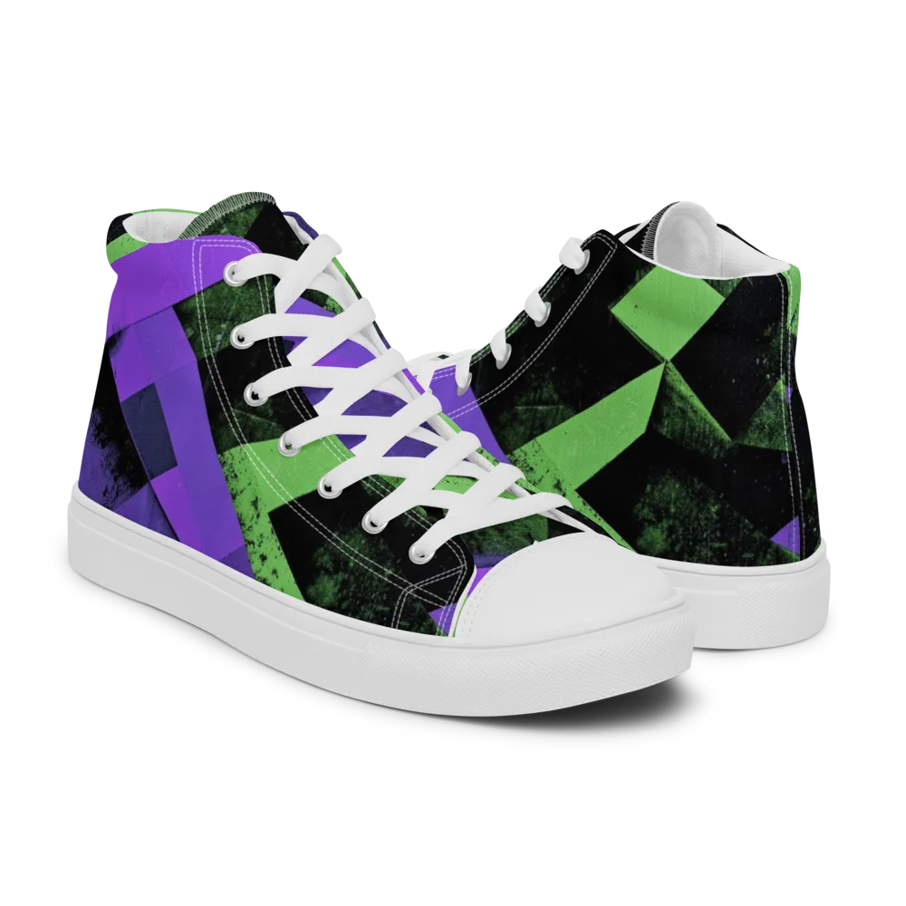 Electric Overlap on Men's High Top Canvas Shoes — Right