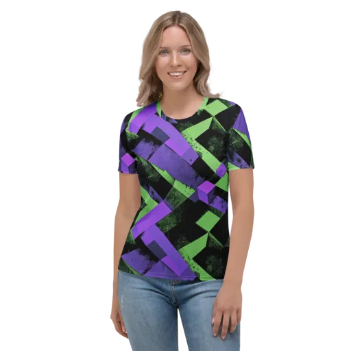 Electric Overlap on a Women's Crew Neck T-Shirt