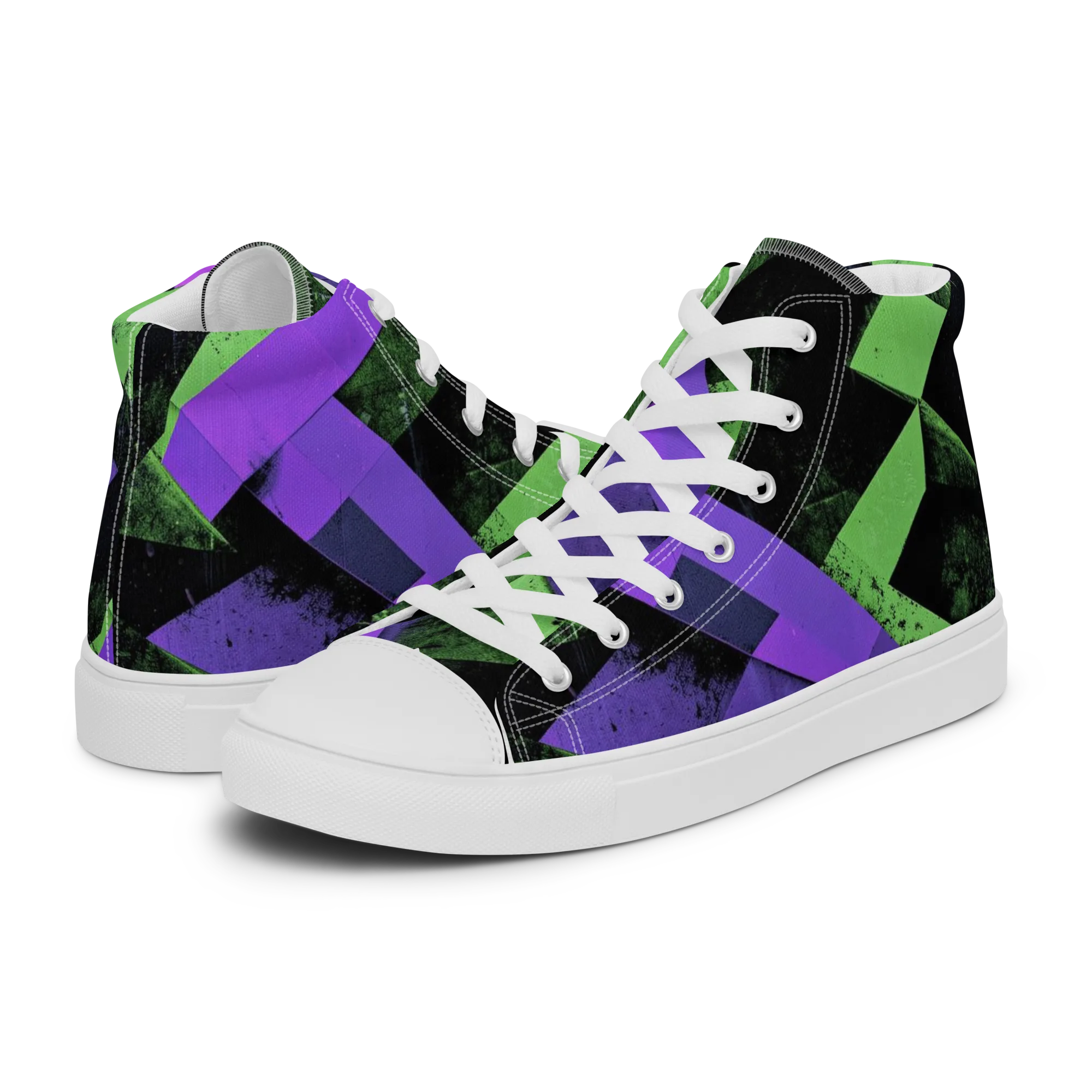 Electric Overlap on Women's High Top Canvas Shoes — Left