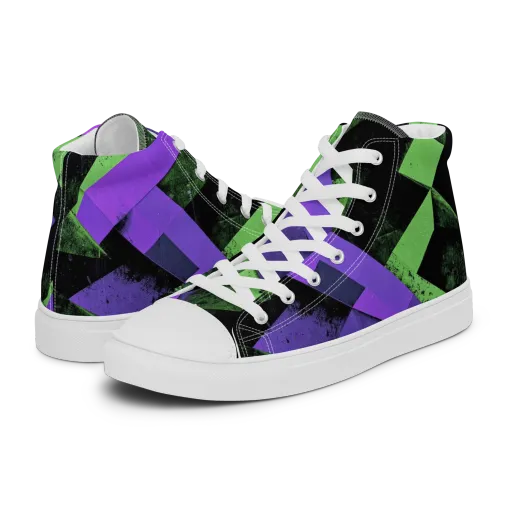 Electric Overlap on a Women's High Top Canvas Shoes
