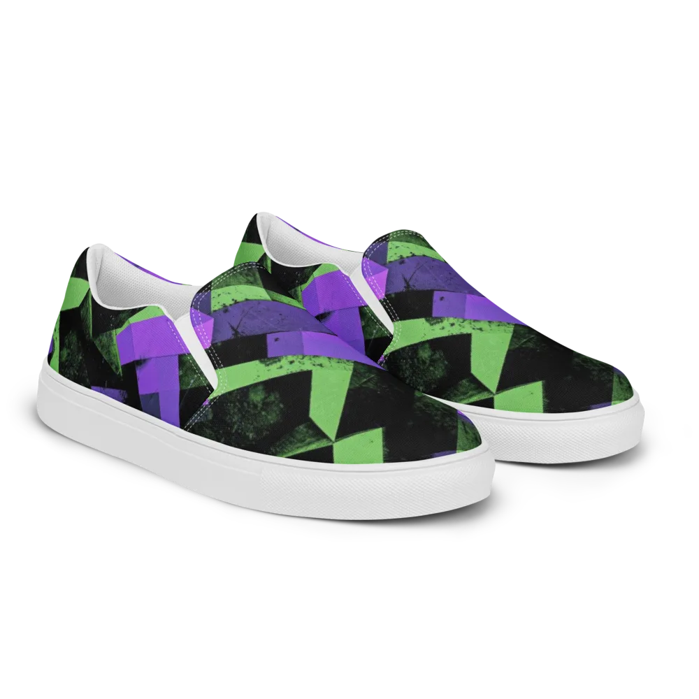 Electric Overlap on Men's Slip-On Canvas Shoes — Right Front