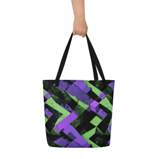 Electric Overlap on a Large Tote Bag W/ Pocket