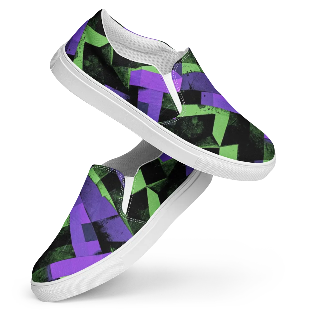 Electric Overlap on Women's Slip-On Canvas Shoes — Front