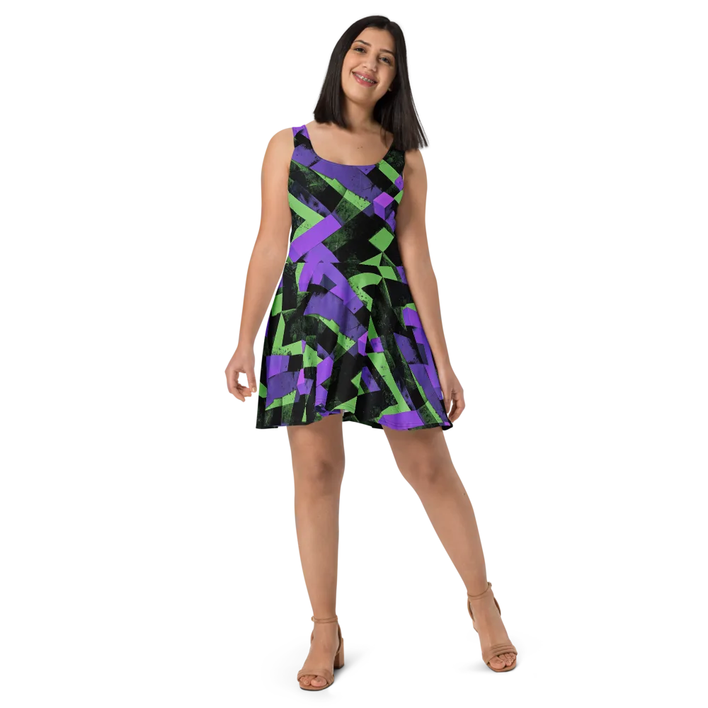 Electric Overlap on Skater Dress — Front