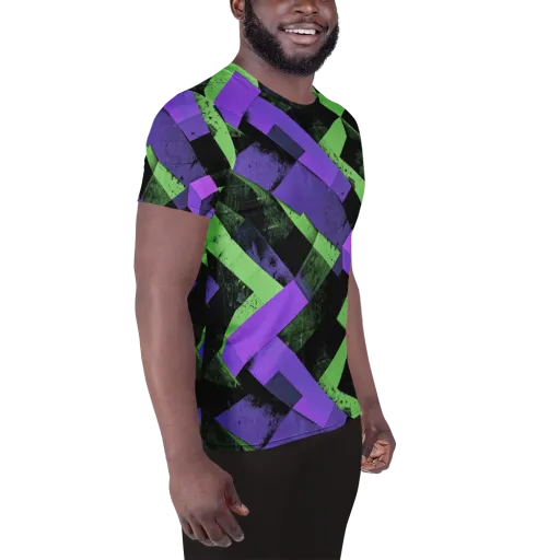 Electric Overlap on a Men's Athletic T-Shirt