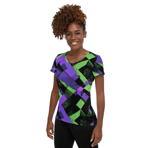 Electric Overlap on a Women's Athletic T-Shirt