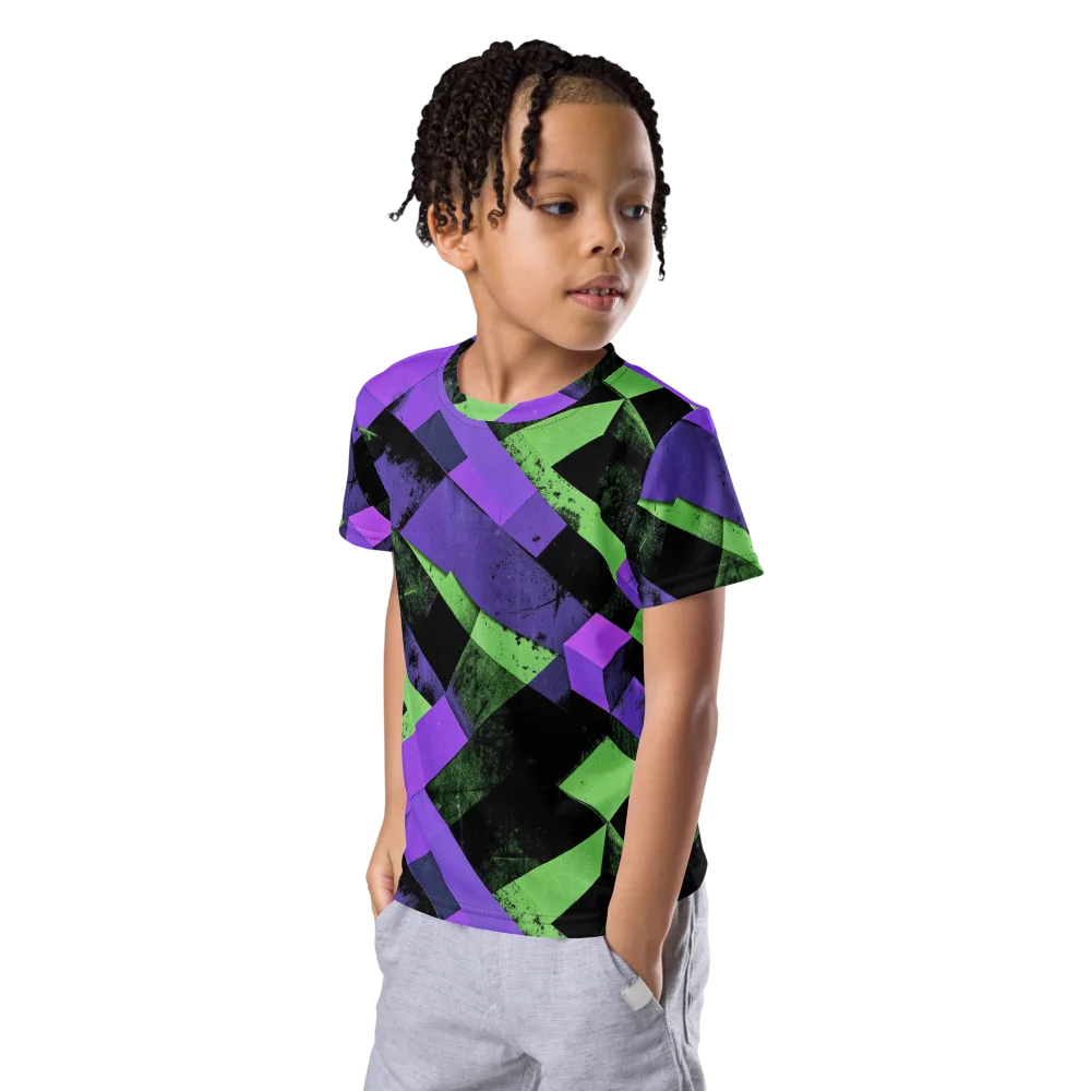 Electric Overlap on Kids Crew Neck T-Shirt — Left Front