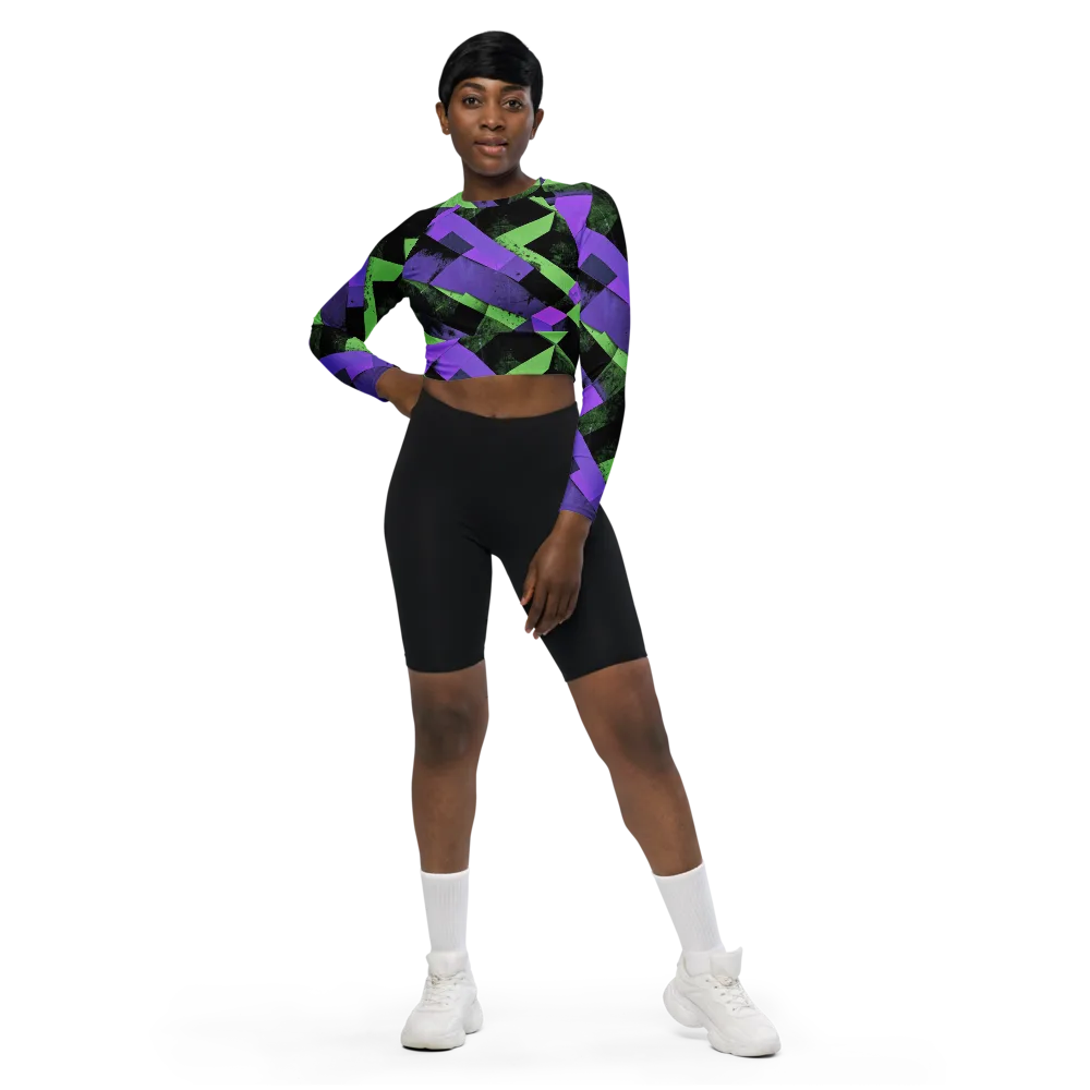 Electric Overlap on Long Sleeve Crop Top — Front