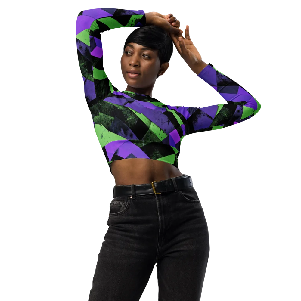 Electric Overlap on Long Sleeve Crop Top — Front