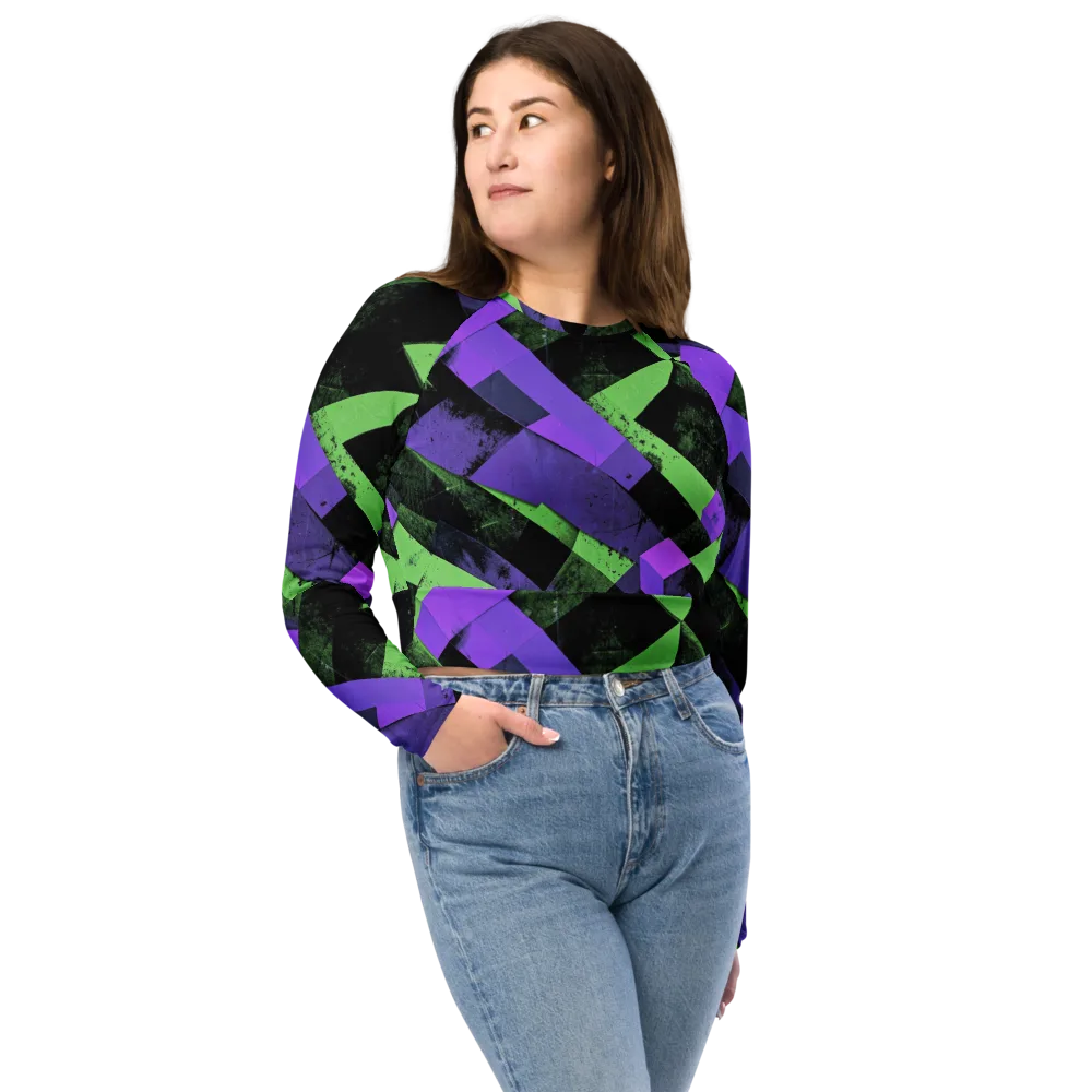 Electric Overlap on Long Sleeve Crop Top — Front