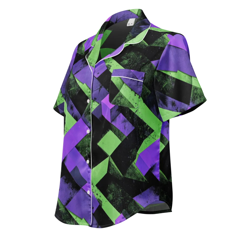 Electric Overlap on Women's Short Sleeve Pajama Top — Left Front