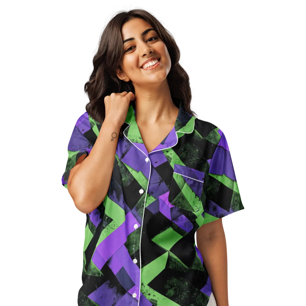 Electric Overlap on Women's Short Sleeve Pajama Top — Front