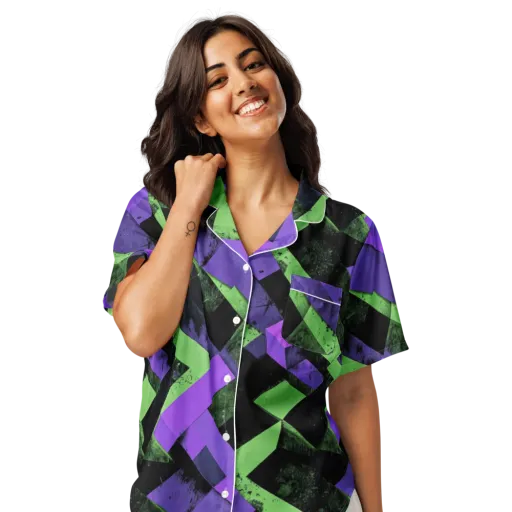 Electric Overlap on a Women's Short Sleeve Pajama Top