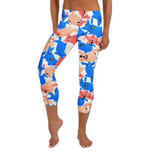Blue Zoo Parade on a Capri Leggings