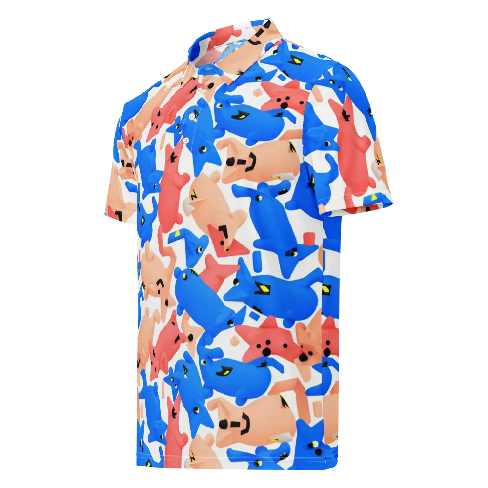 Blue Zoo Parade on Men's Slim Fit Polo Shirt — Left Front