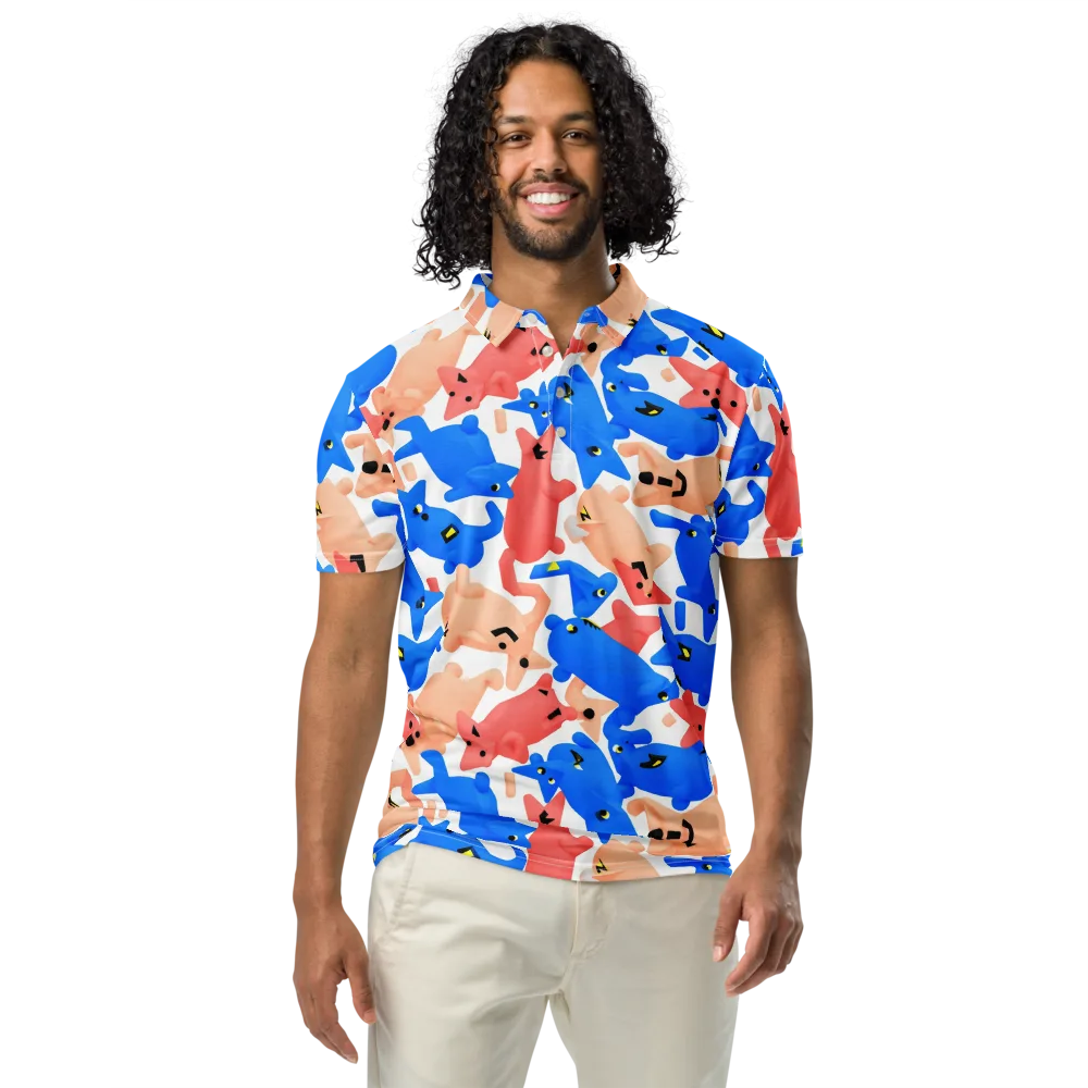 Blue Zoo Parade on Men's Slim Fit Polo Shirt — Front
