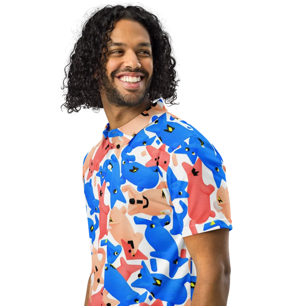 Blue Zoo Parade on Men's Slim Fit Polo Shirt — Left Front