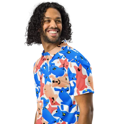 Blue Zoo Parade on a Men's Slim Fit Polo Shirt