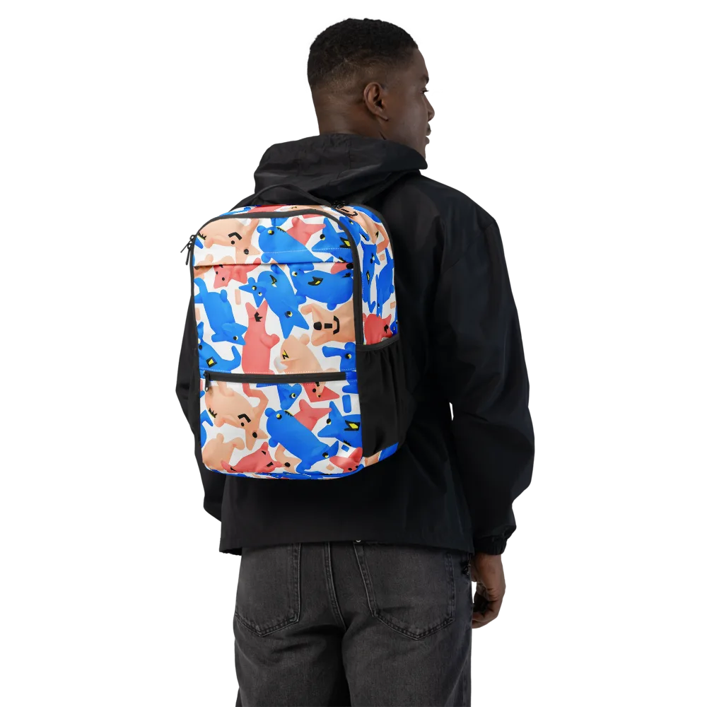 Blue Zoo Parade on Utility Backpack — Back