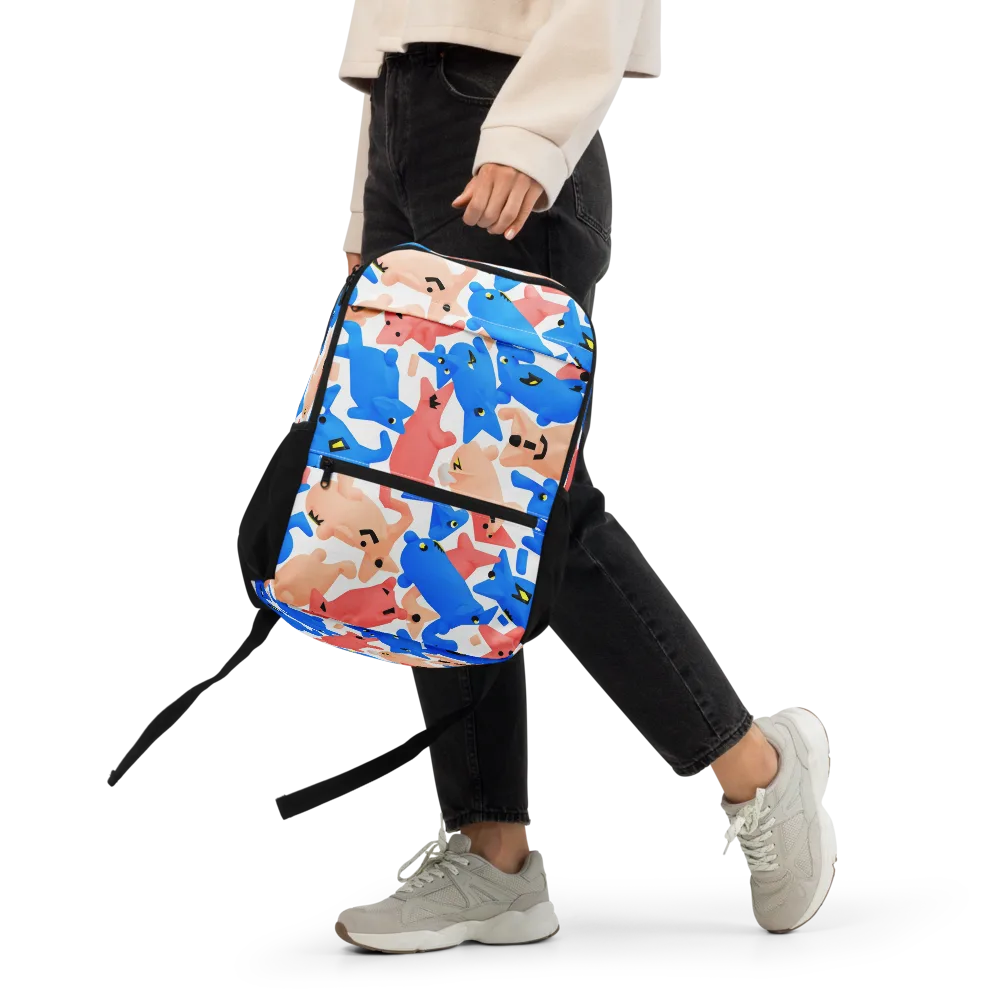 Blue Zoo Parade on Utility Backpack — Front
