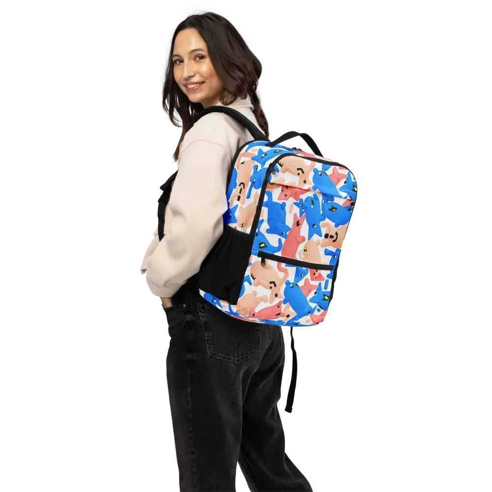 Blue Zoo Parade on Utility Backpack — Back