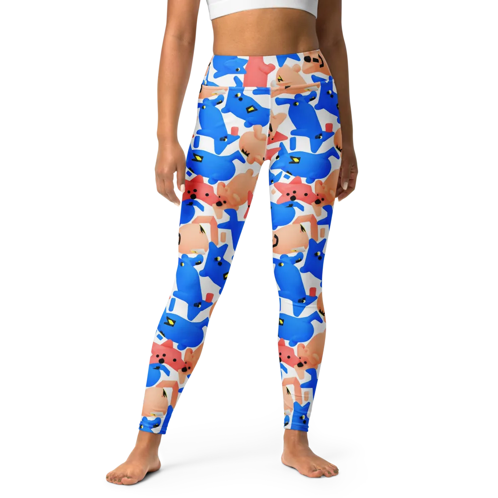Blue Zoo Parade on Yoga Leggings — Front