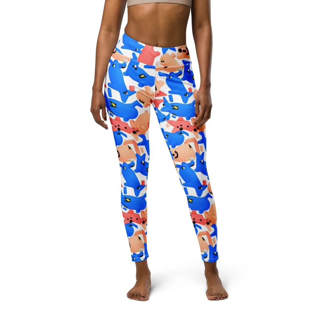 Blue Zoo Parade on Yoga Leggings — Front