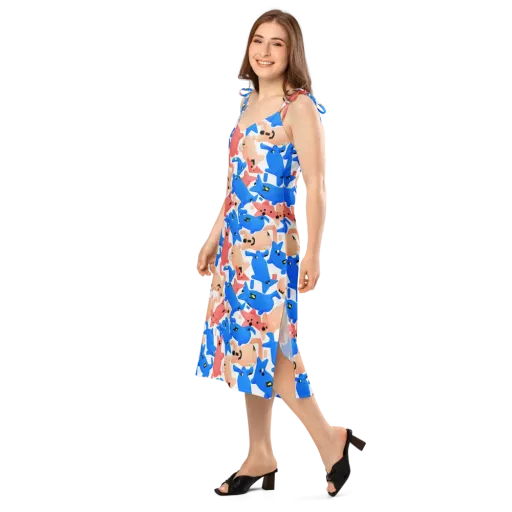 Blue Zoo Parade on a Slip Dress