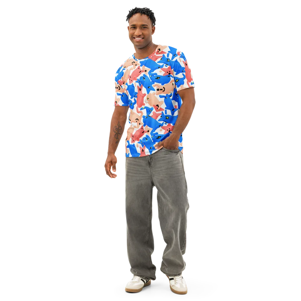 Blue Zoo Parade on Men's Cotton Crew Neck T-Shirt — Front