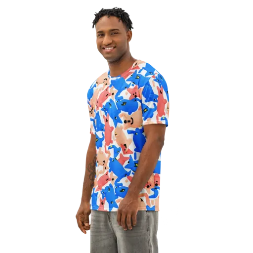 Blue Zoo Parade on a Men's Cotton Crew Neck T-Shirt