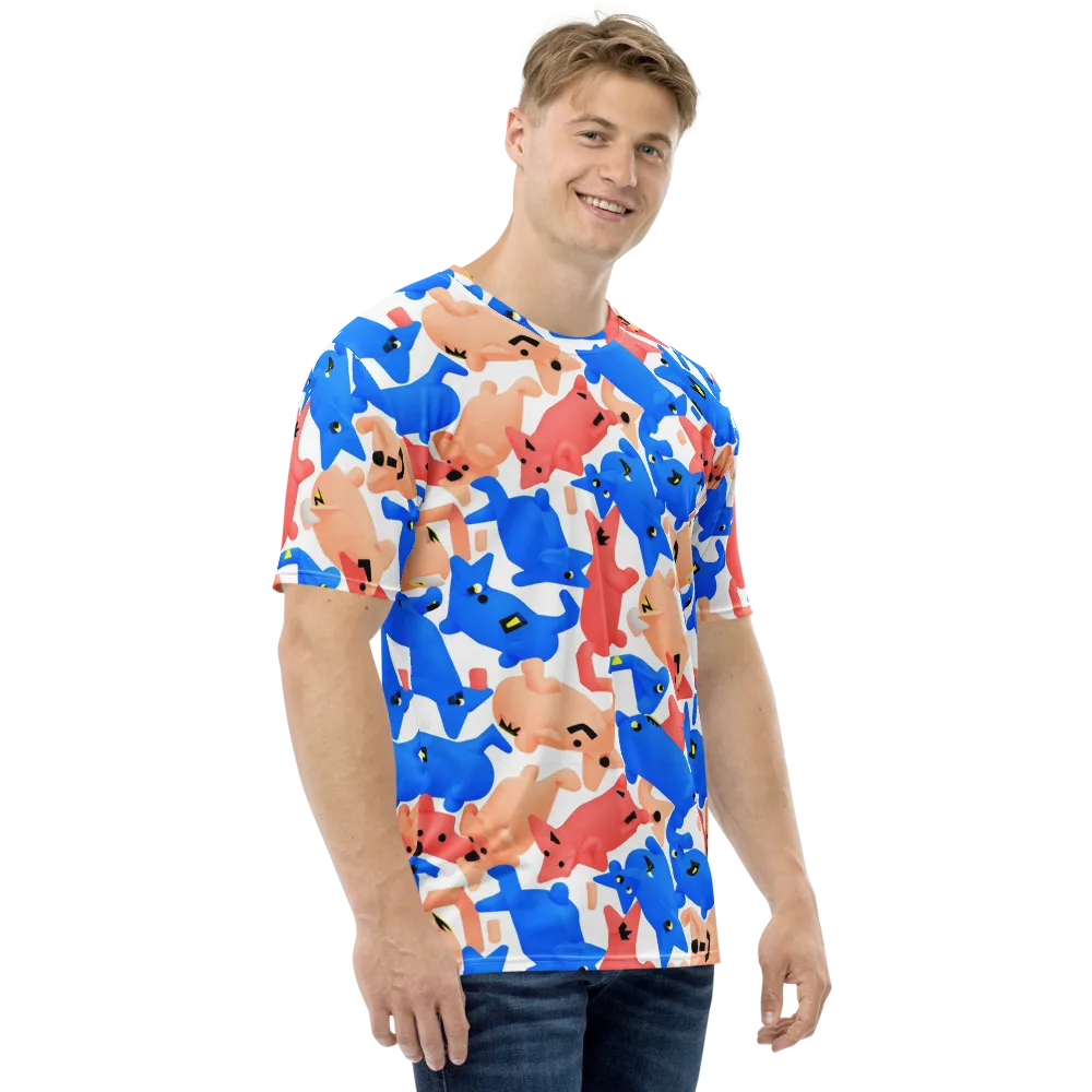 Blue Zoo Parade on Men's Crew Neck T-Shirt — Right