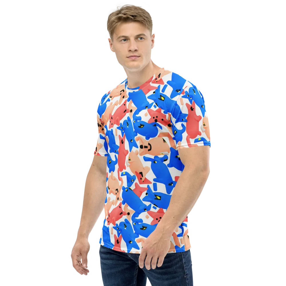 Blue Zoo Parade on Men's Crew Neck T-Shirt — Left