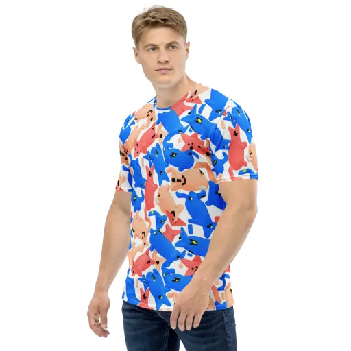 Blue Zoo Parade on a Men's Crew Neck T-Shirt