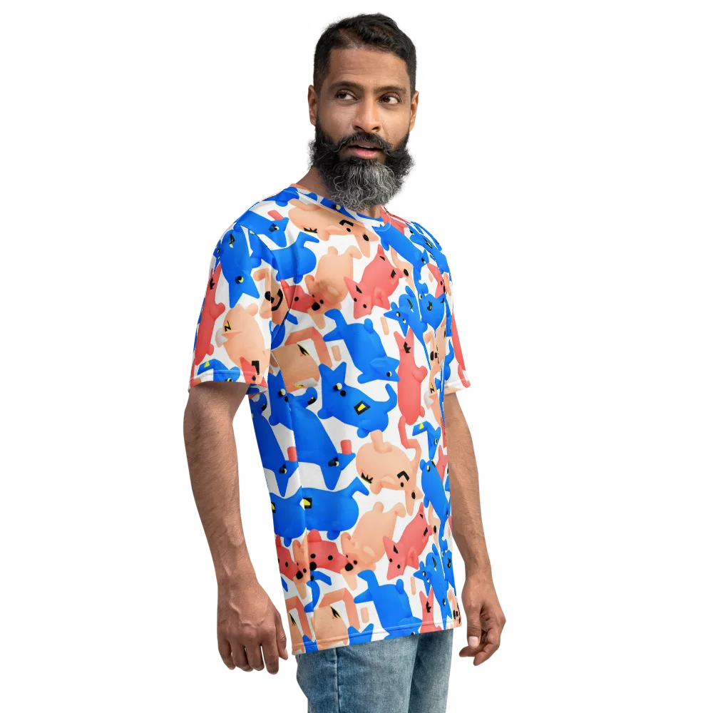 Blue Zoo Parade on Men's Crew Neck T-Shirt — Right