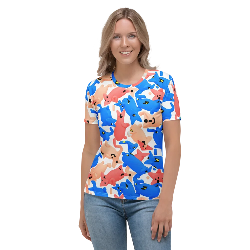 Blue Zoo Parade on Women's Crew Neck T-Shirt — Front